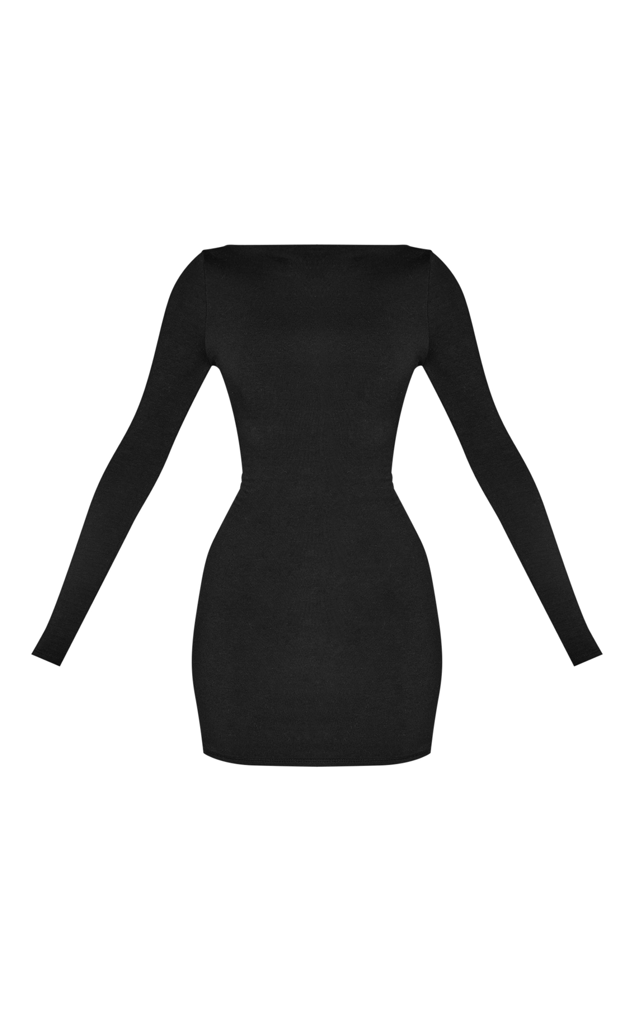 Petite Robe à manches longues en jersey noir et col bateau image 5