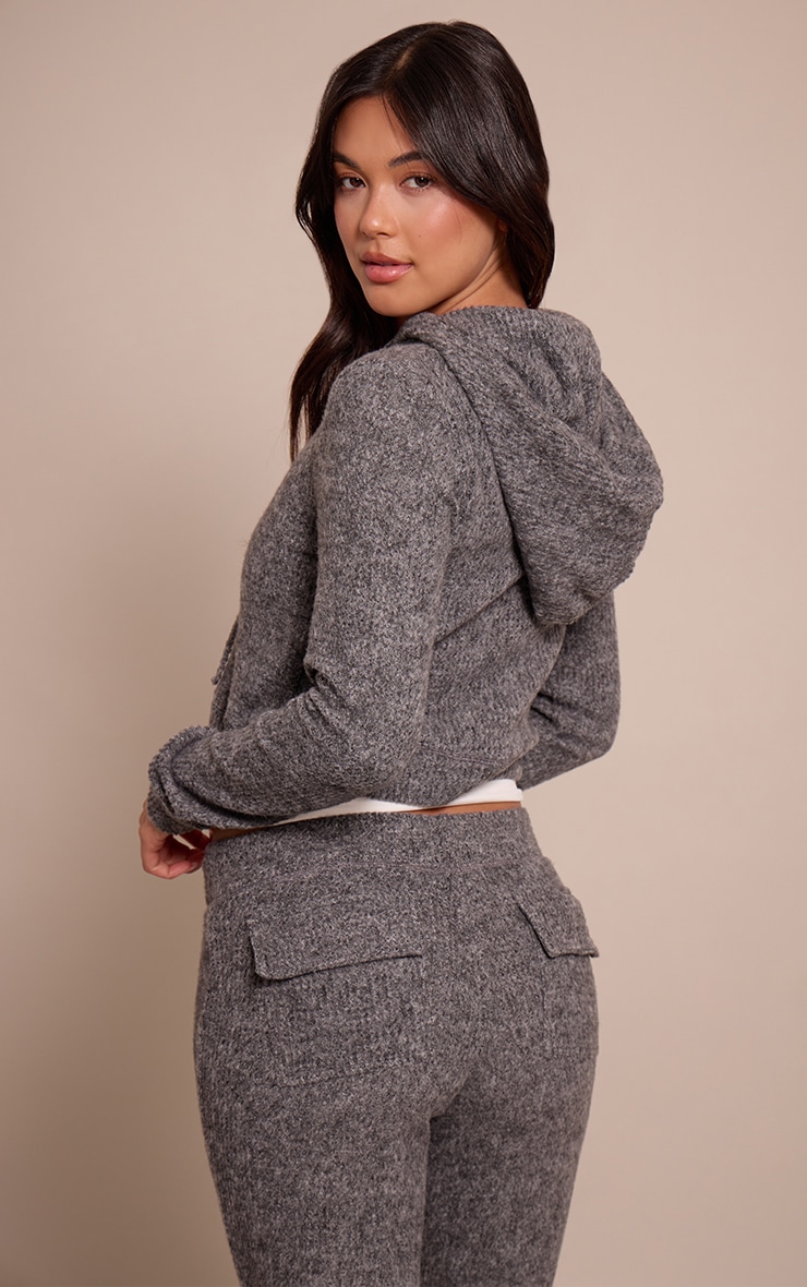 Top gauffré côtelé brossé gris anthracite à zip image 2