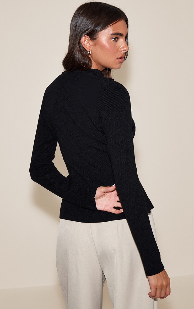 Cardigan péplum en maille compacte noire image 2