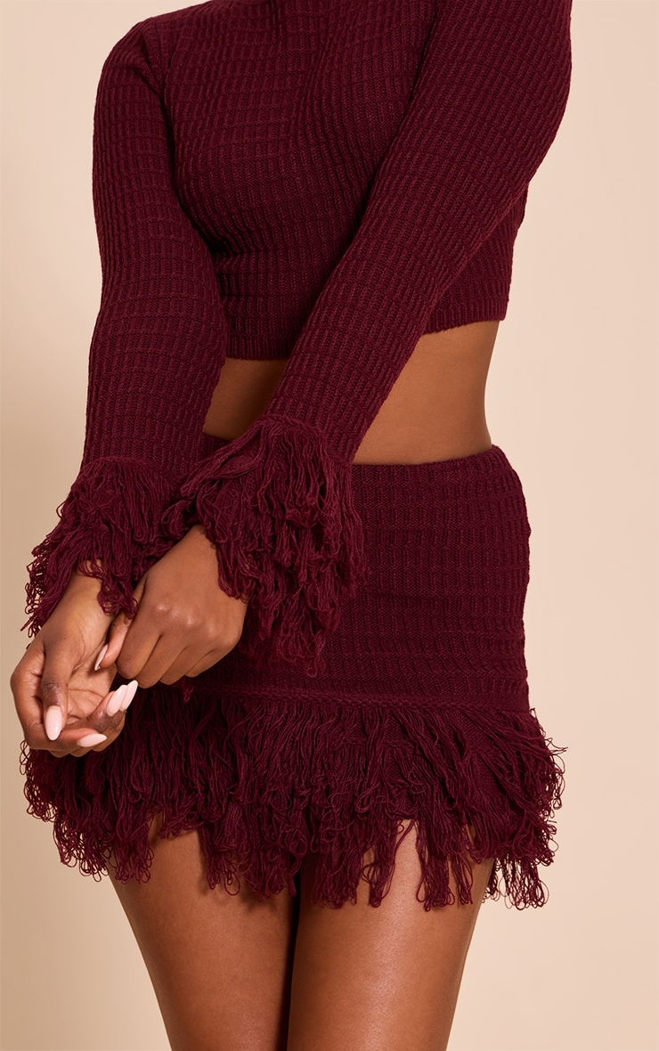 Wine Tassel Cuff Cropped Top image 4