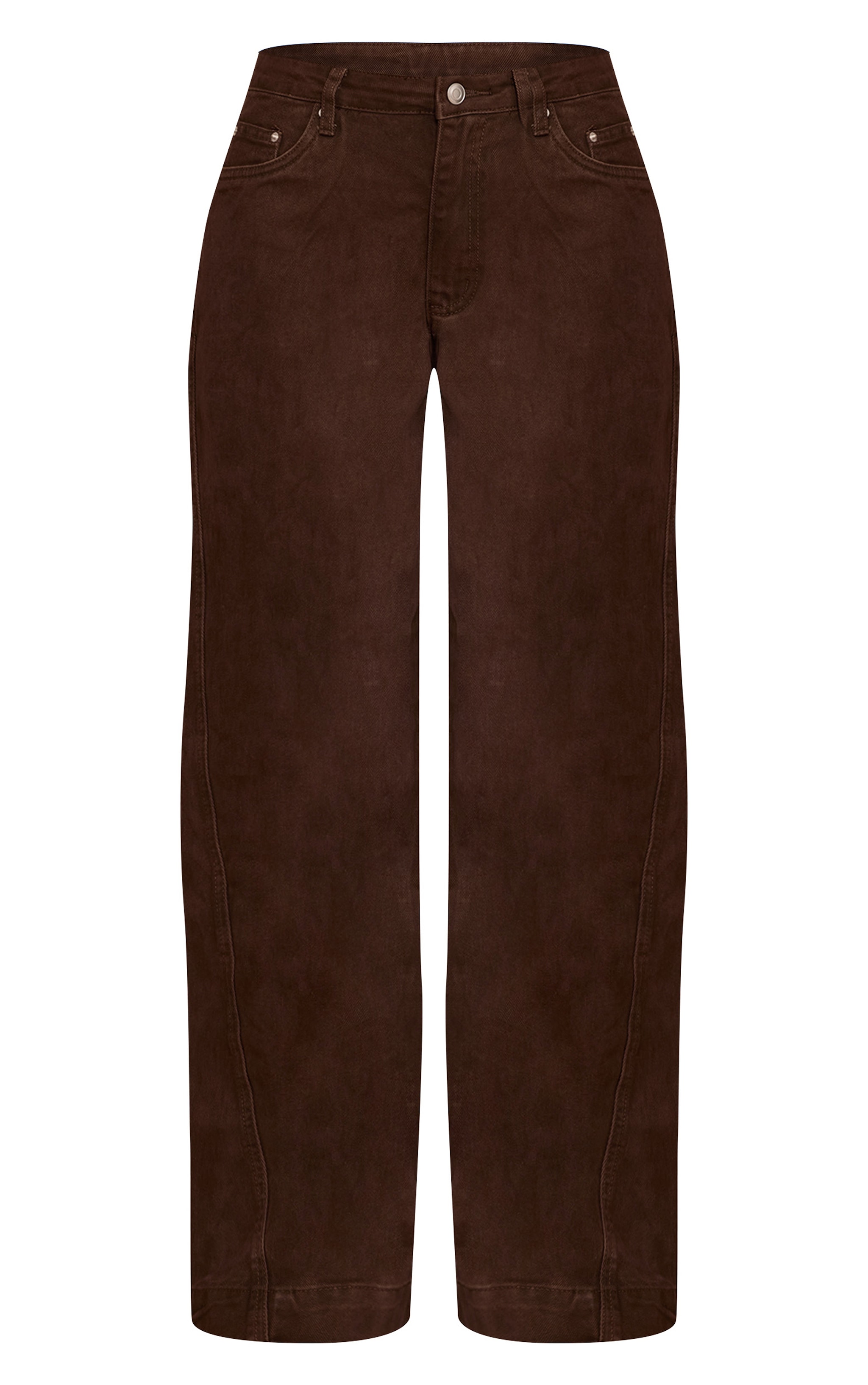 Chocolate Relaxed Mid Rise Seam Detail Wide Leg Jeans image 5