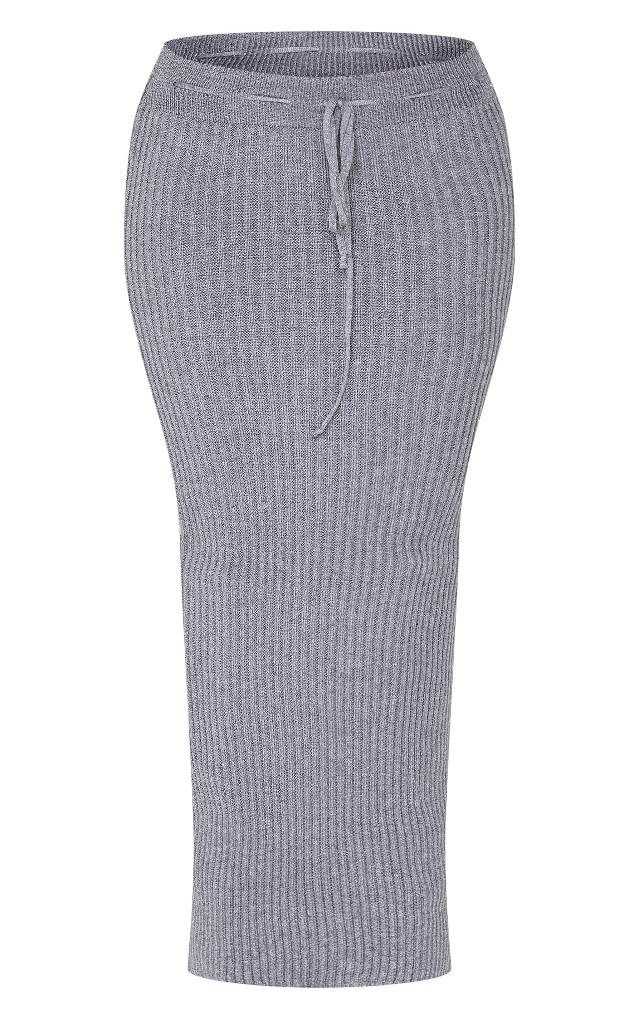 Petite Charcoal Knitted Maxi Skirt With Tie Details image 5