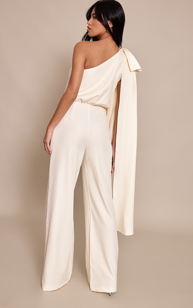 Cream Bow Detail Straight Leg Jumpsuit image 2