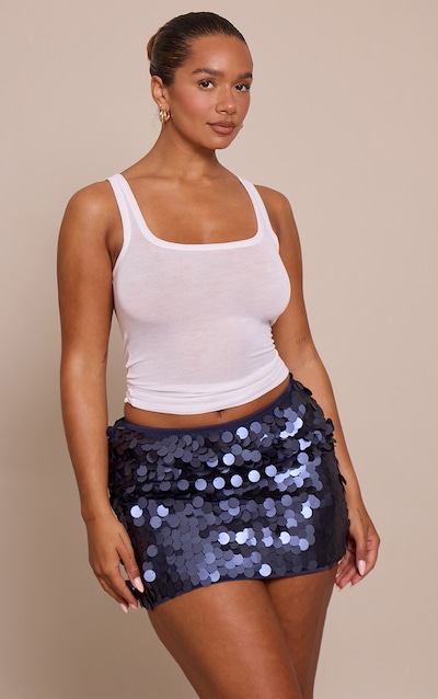 Shape Navy Tonal Sequin Mini Skirt