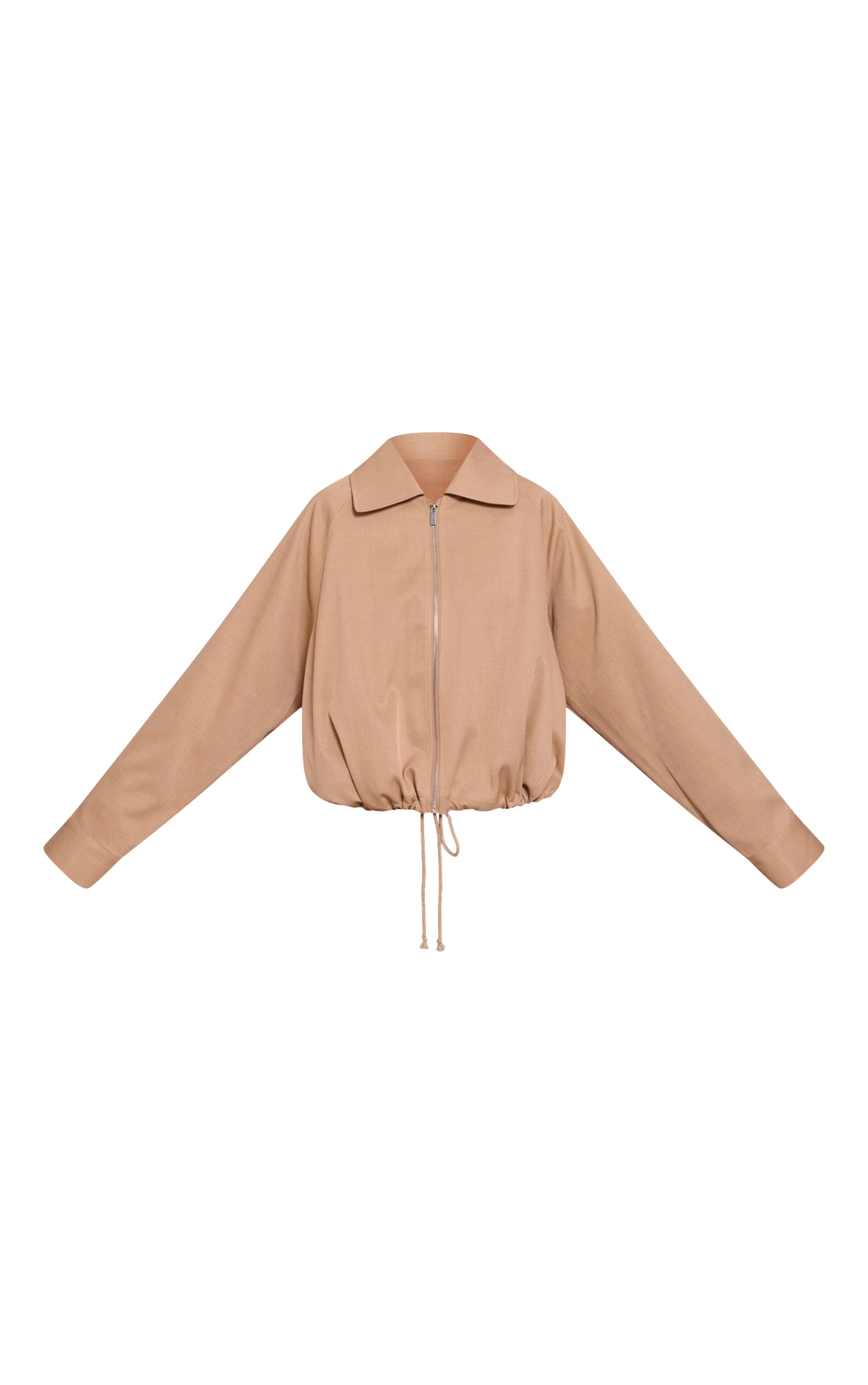 Beige Utility Style Draw Cord Bomber Jacket image 5