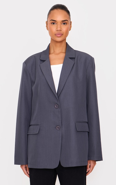 Blazer oversize structuré bleu marine à coutures structurantes