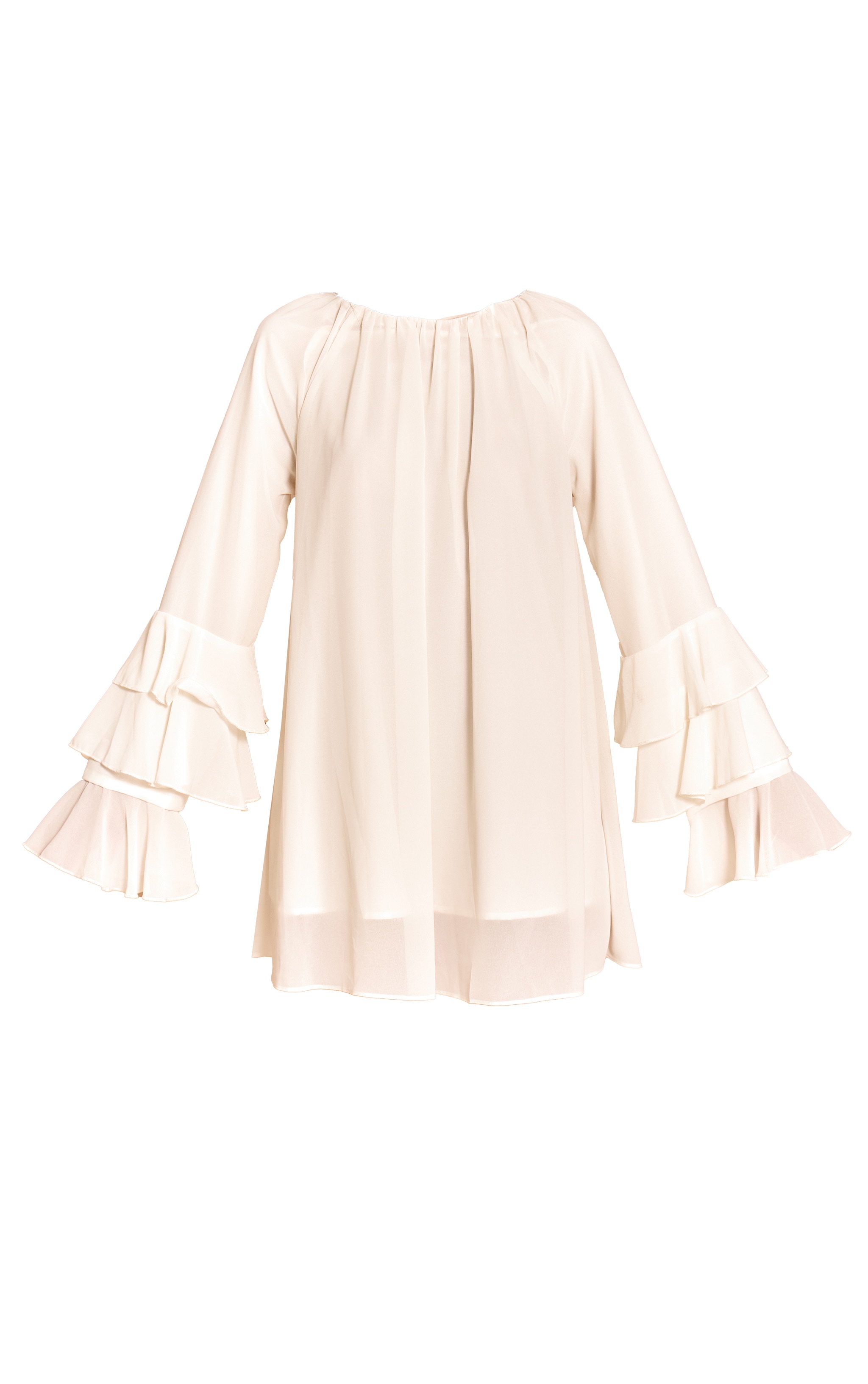Cream Chiffon Frill Sleeve Detail Shift Dress image 5