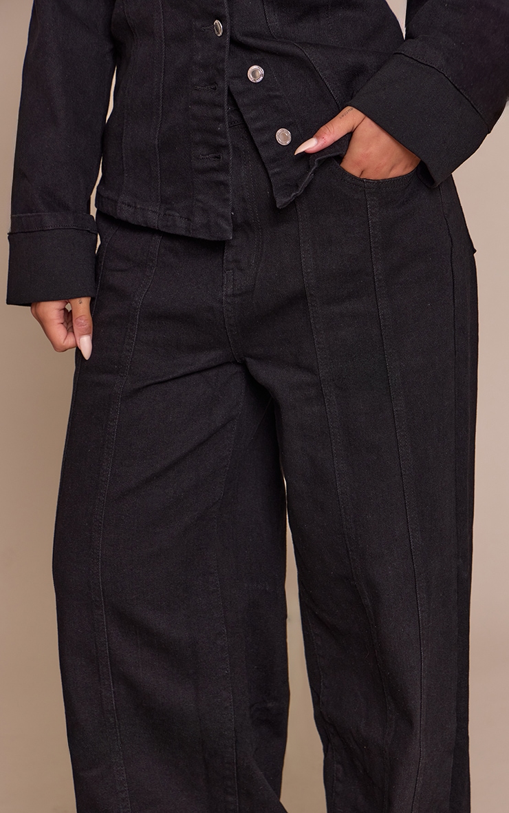 Shape black Stretch Denim High waisted Adjustable Button Wide Leg Jeans image 4