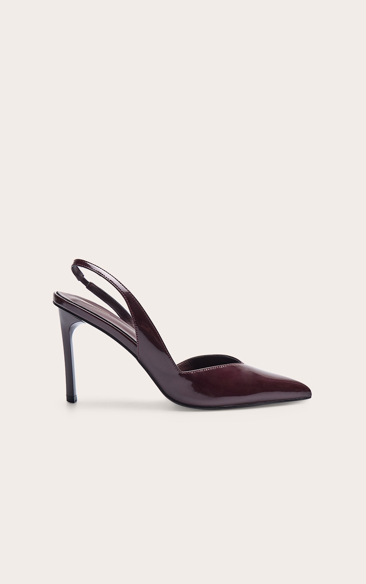 Burgundy Pu Slingback Heeled Court Shoe image 2