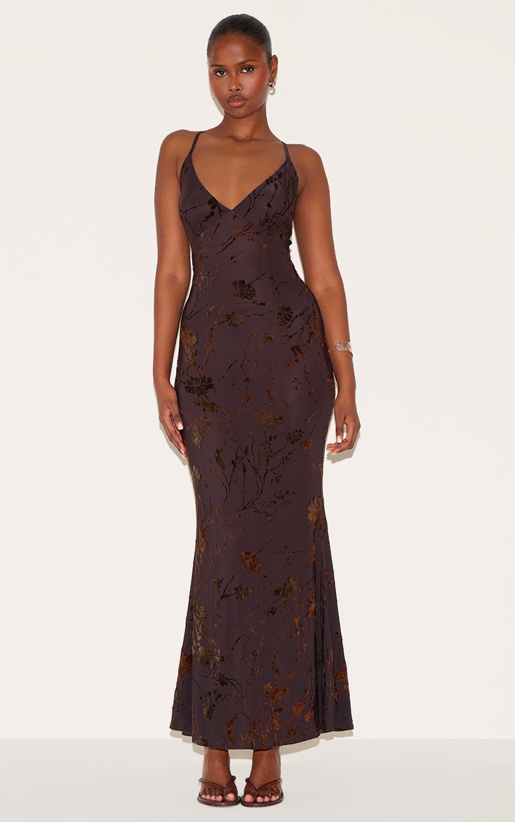 Plum Devore V-neck Maxi Dress image 1