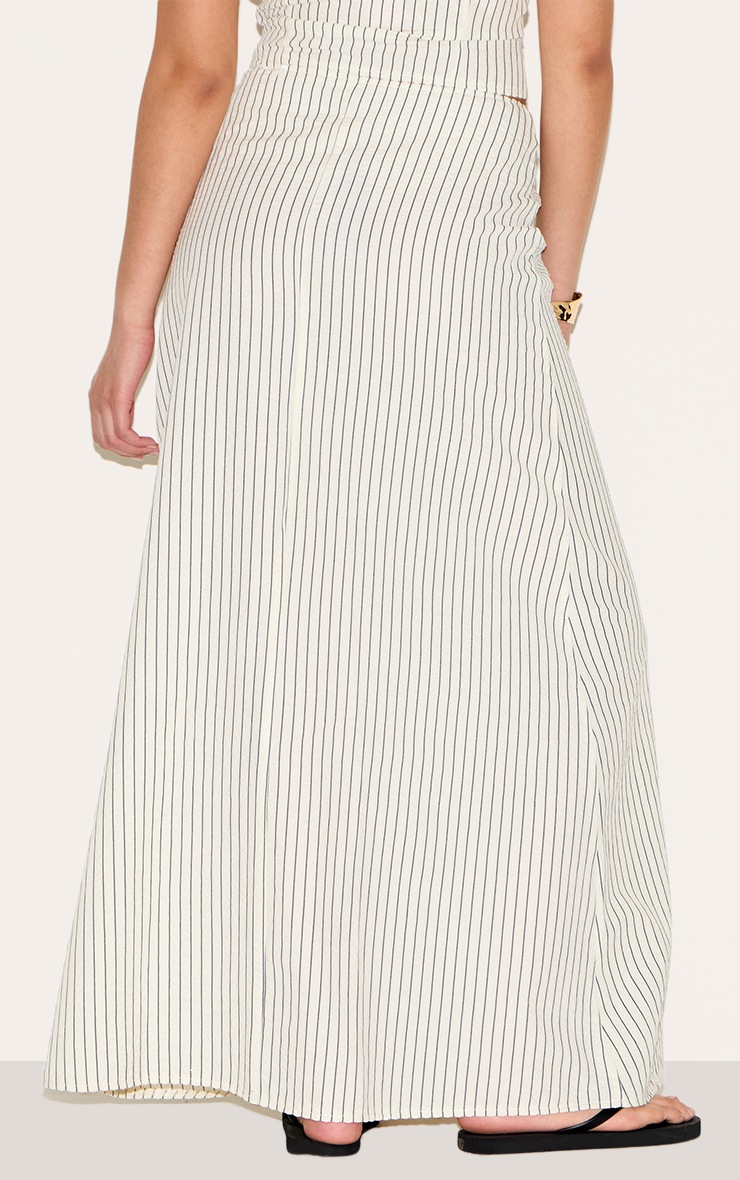 Cream Printed Flared Maxi Skirt