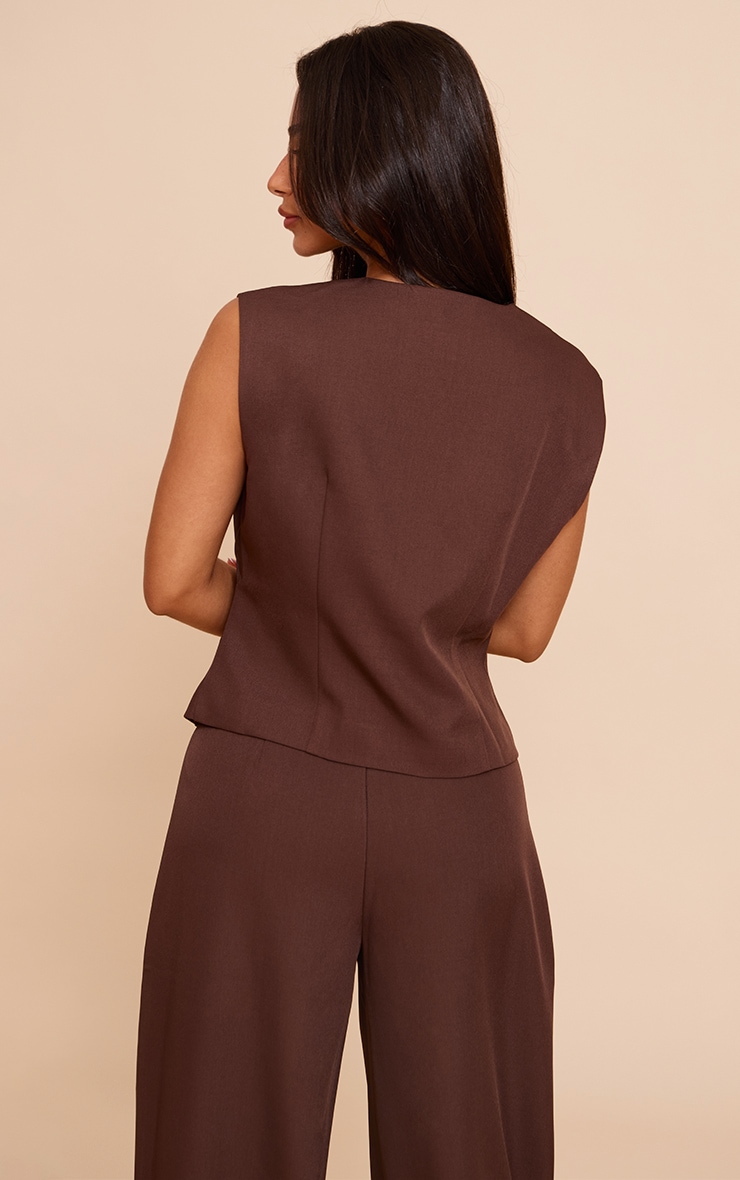 Petite Chocolate Tailored Button Up Vest image 2
