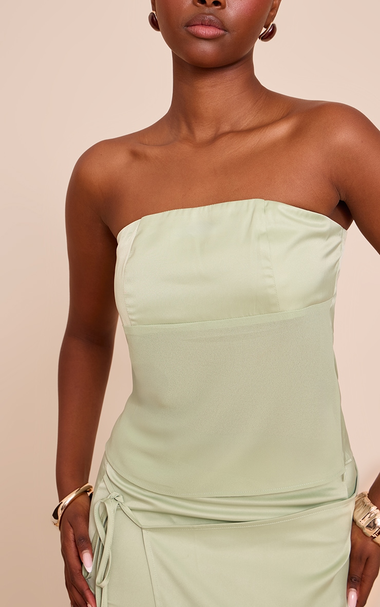 Top bustier sauge à partie satinée sur le buste image 4