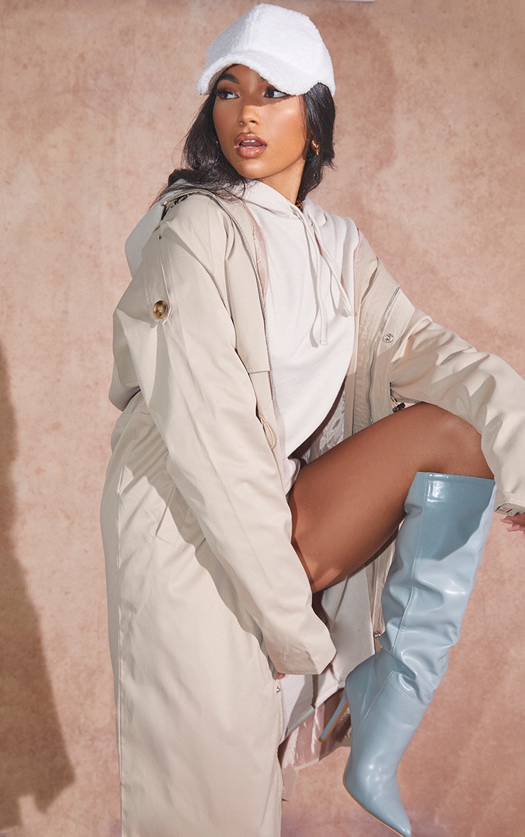 Coupe vent camel à taille élastique, zip et capuche