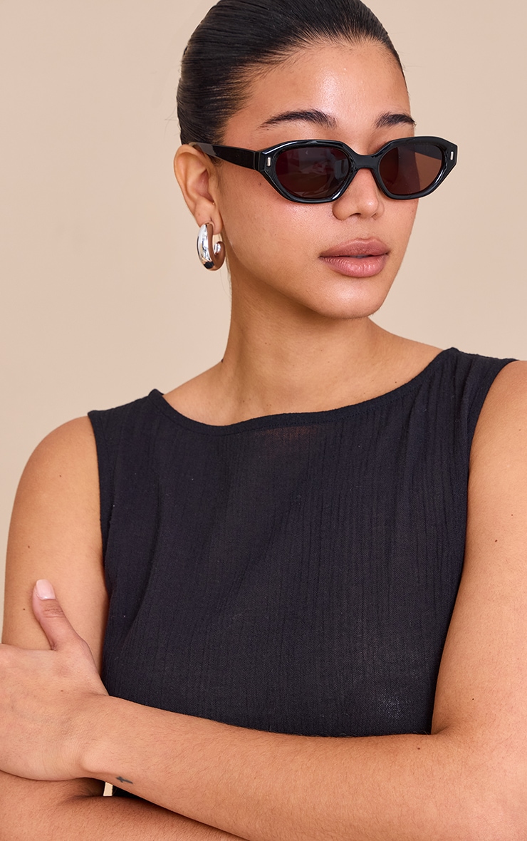 Black Acrylic Cat Eye Sunglasses image 1