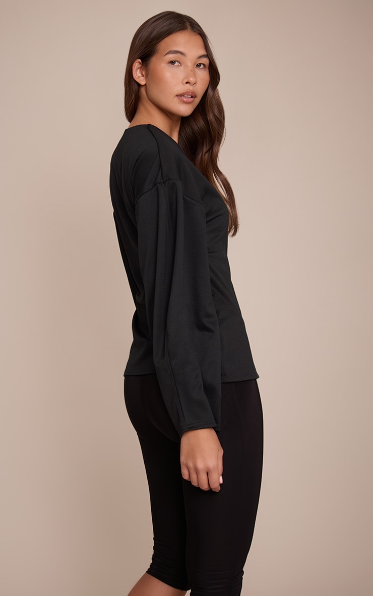 Black Cocoon Sleeve Detail Button Down Top  image 2