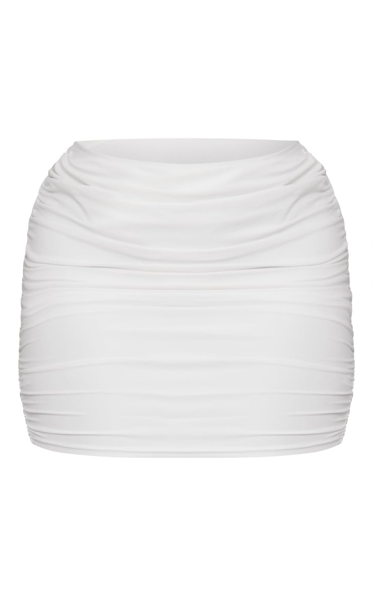Shape White Slinky Ruched Side Mini Skirt image 6