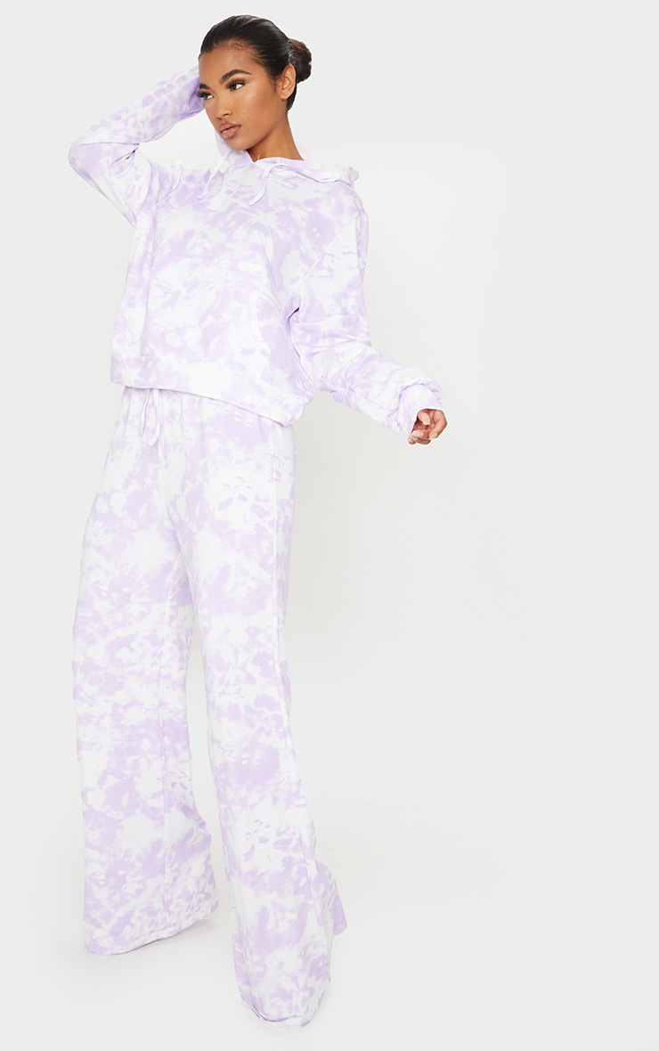 Purple Tie Dye Wide Leg Joggers