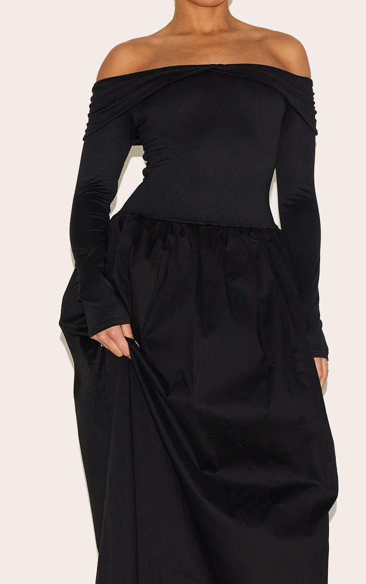Shape Black Bardot Long Sleeve Maxi Shift Dress image 4