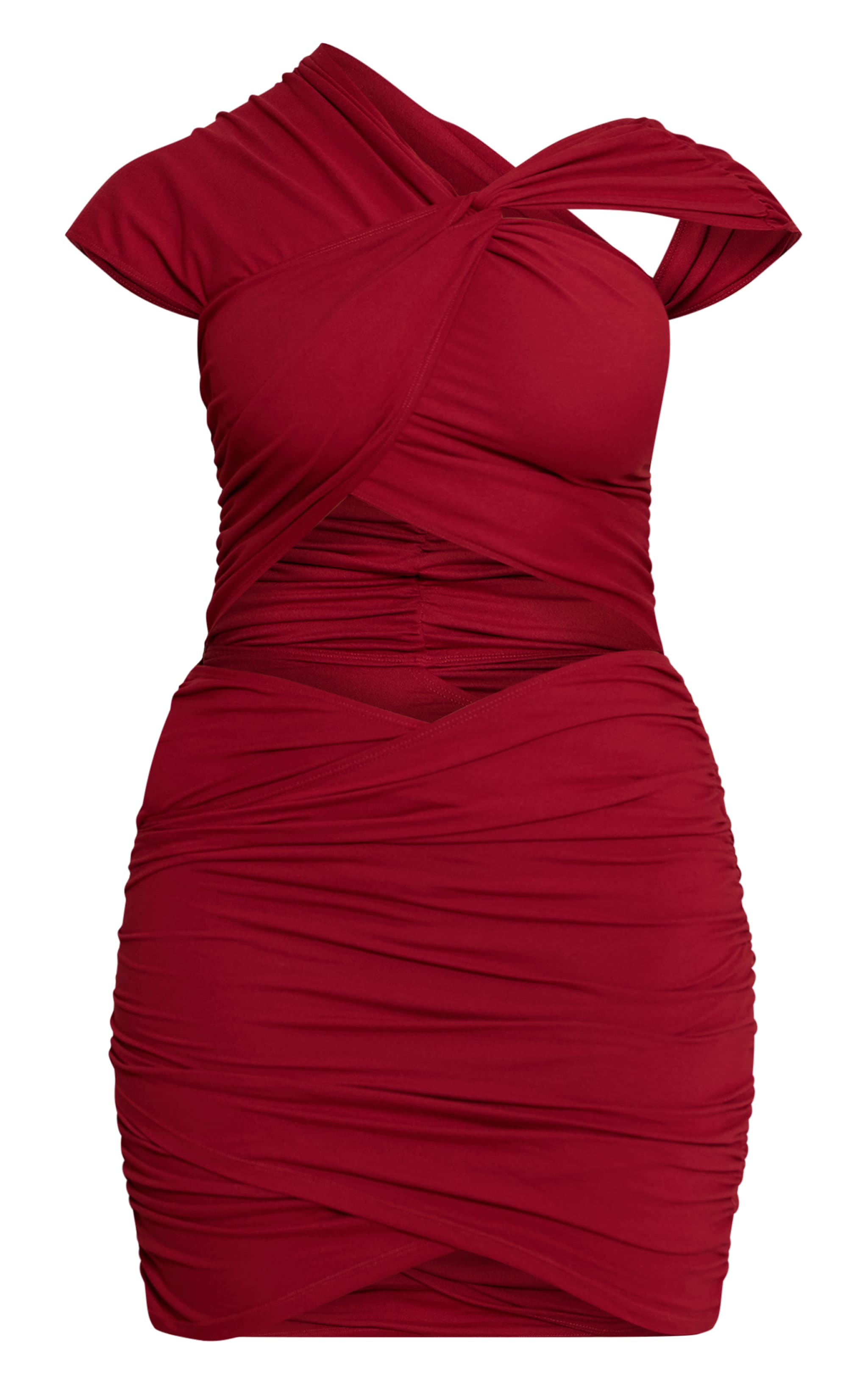 Shape Red Sculpt Wrap Over Twist Mini Dress image 5