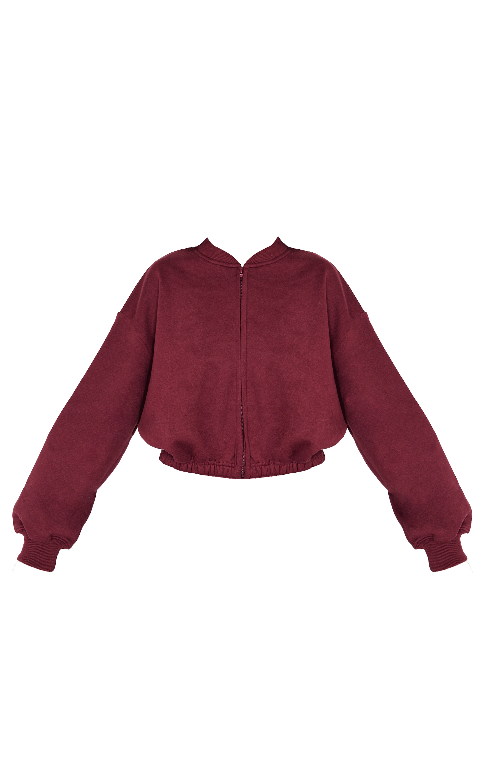 Burgundy Drawcord Waist Cropped Zip Up Sweatshirt image 5