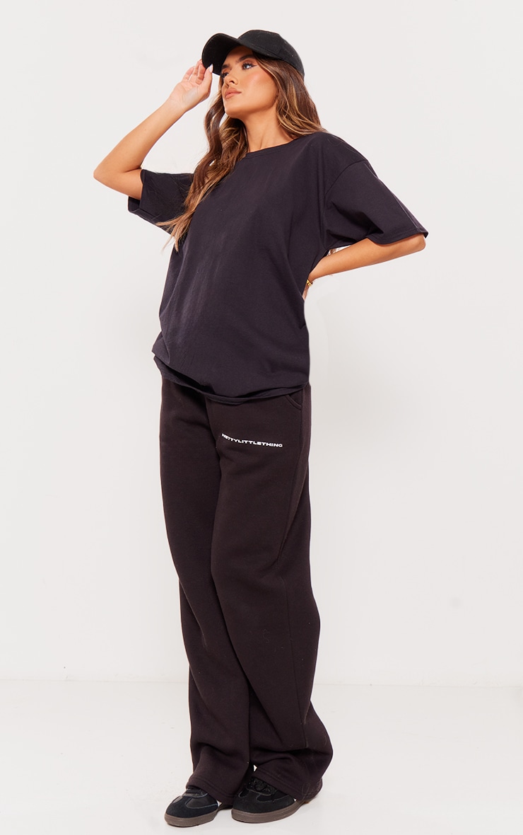 PRETTYLITTLETHING Black Sporty Print T Shirt image 3