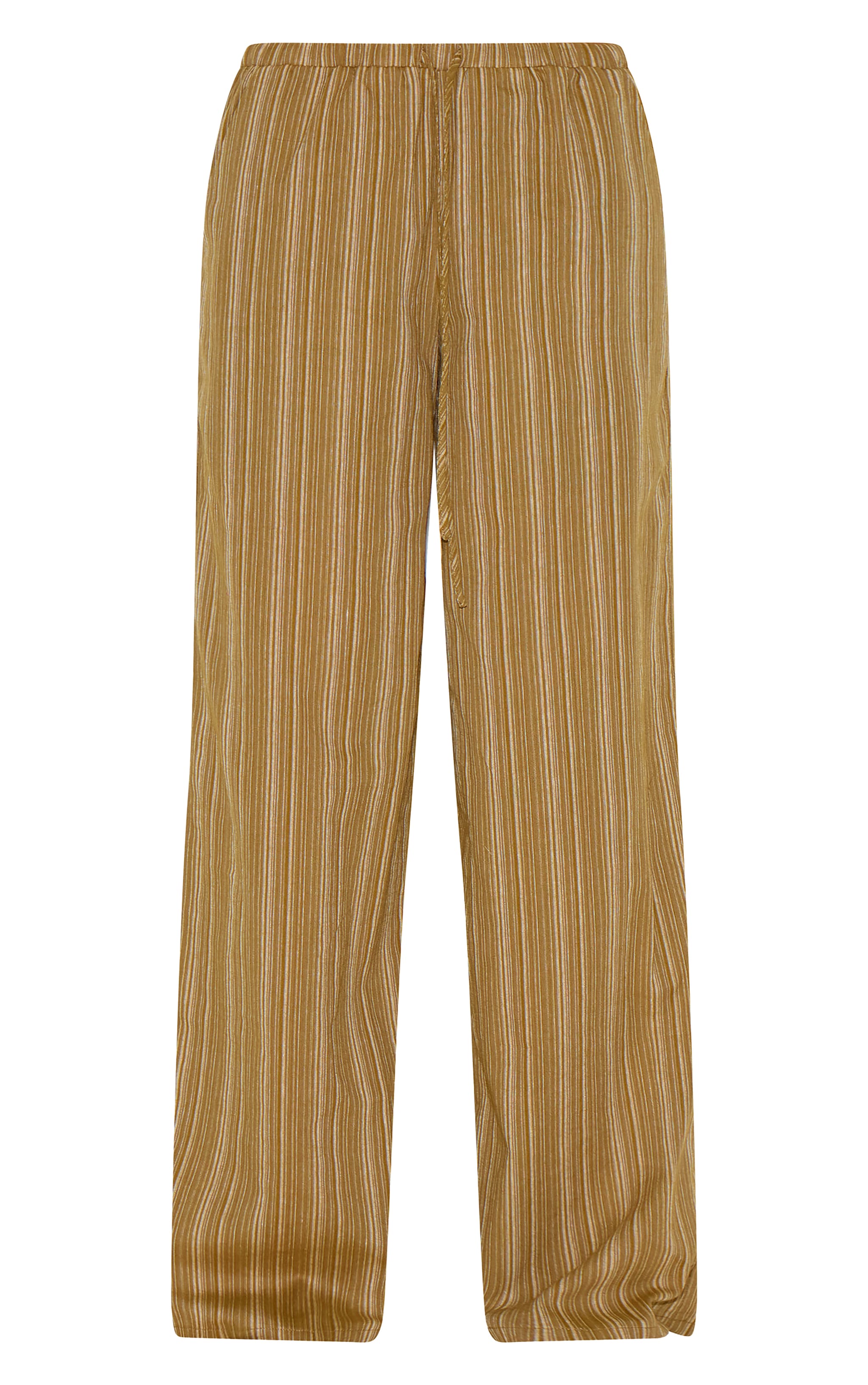 Pantalon en coton kaki à fines rayures et taille nouée image 5