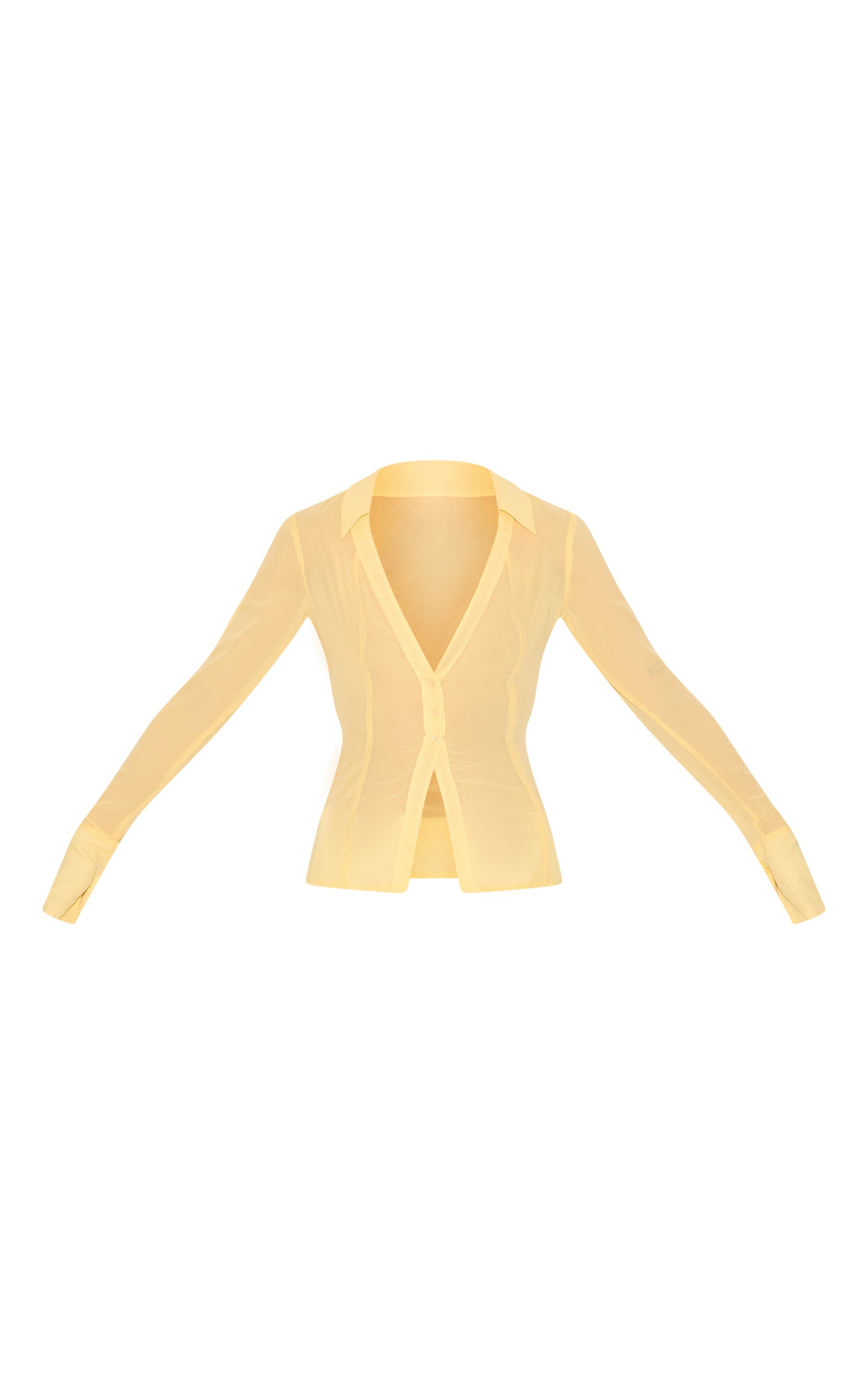 Tall Butter Cream Mesh Button Front Blouse image 5