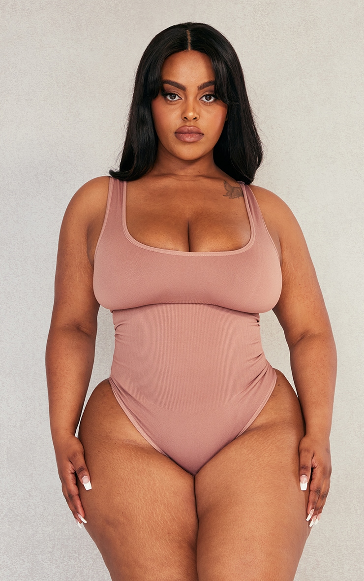 Plus Mauve Shapewear Elasticated Waist Bodysuit image 3