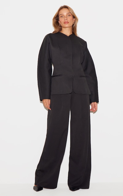 Pantalon large de tailleur tissé deluxe noir plissé