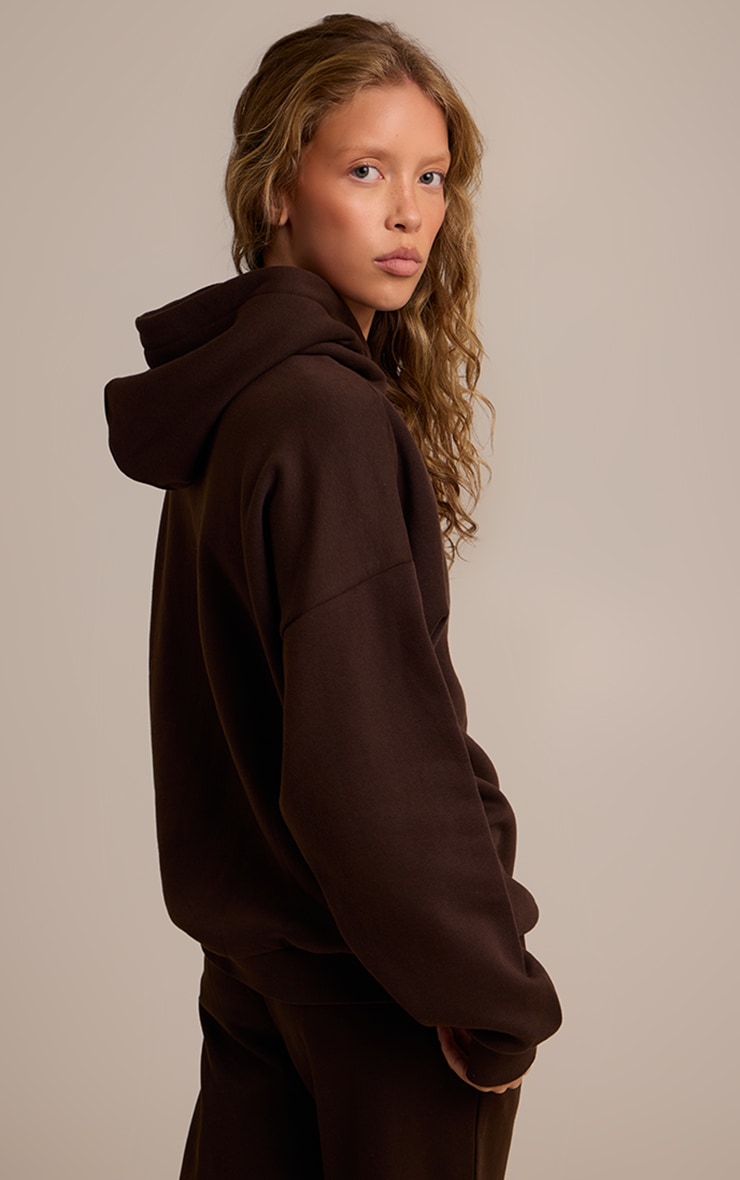 PRETTYLITTLETHING Espresso Logo Oversized Hoodie image 2