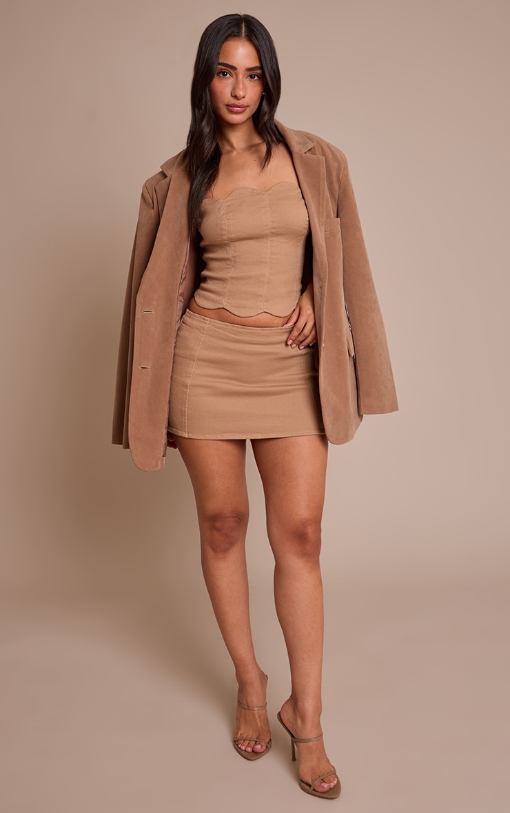 Petite Mushroom Denim Scalloped Edge Bandeau Top image 3