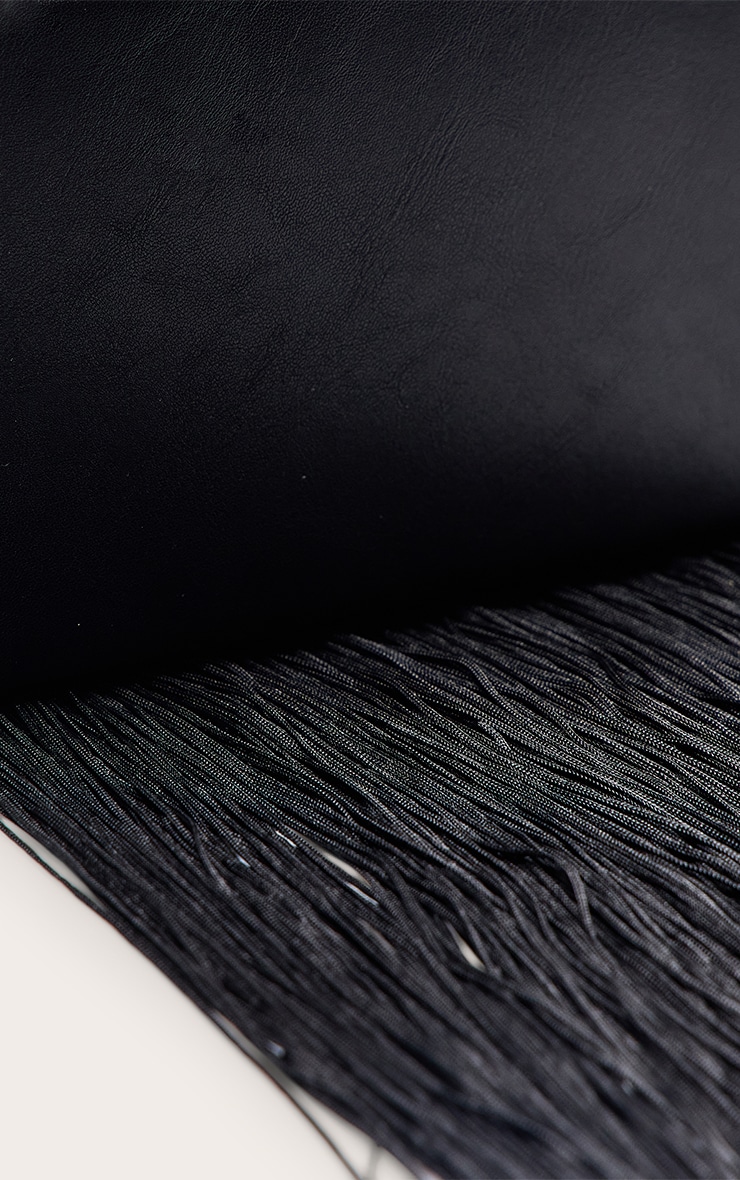 Pochette rigide en PU noir à franges image 4