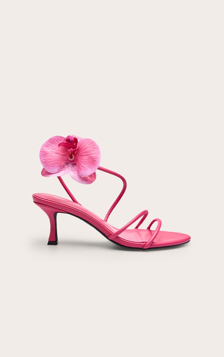 Pink Hibiscus Flower Kitten Heel Slingback image 2