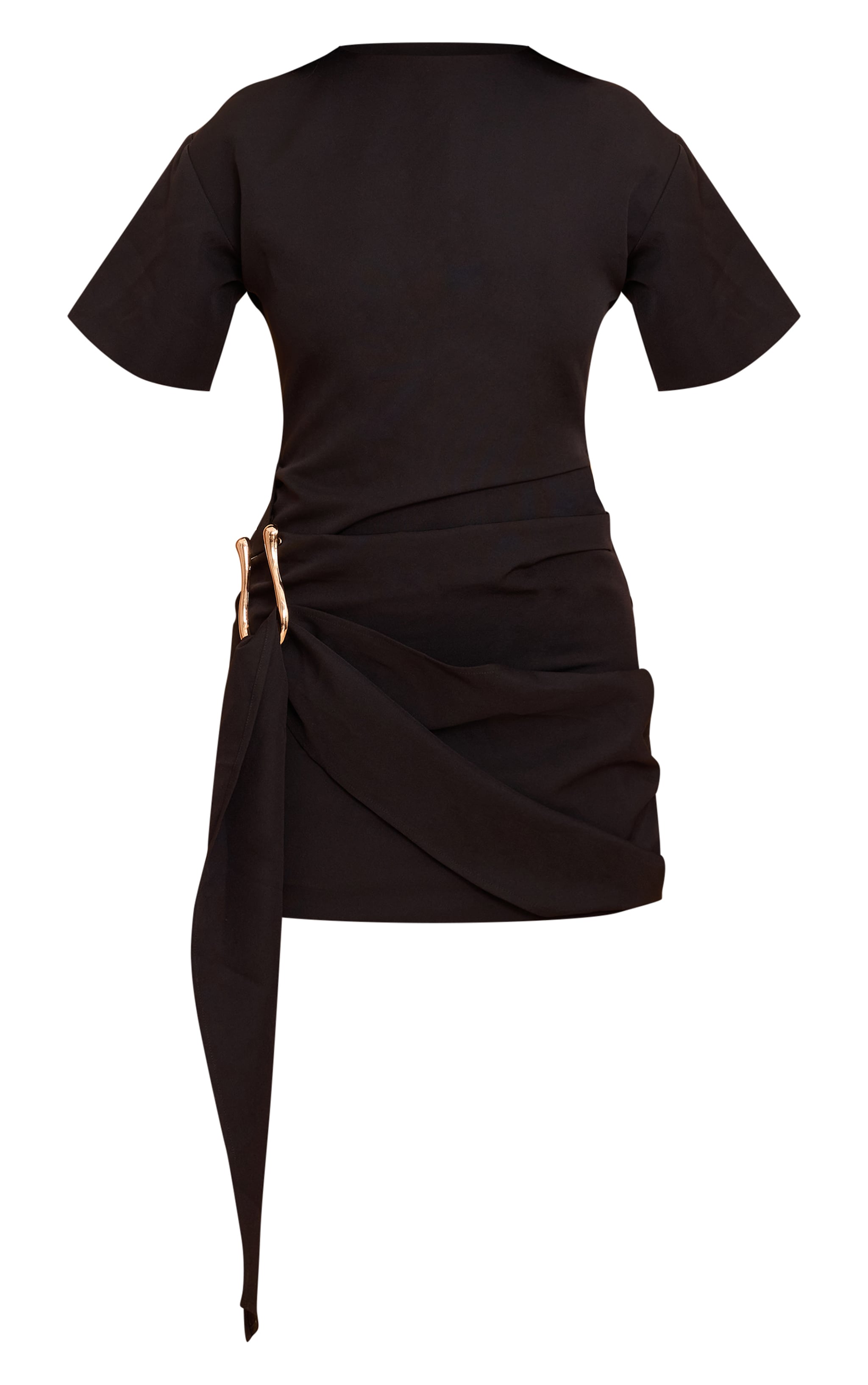 Black Woven Trim Wrap Mini Dress image 5