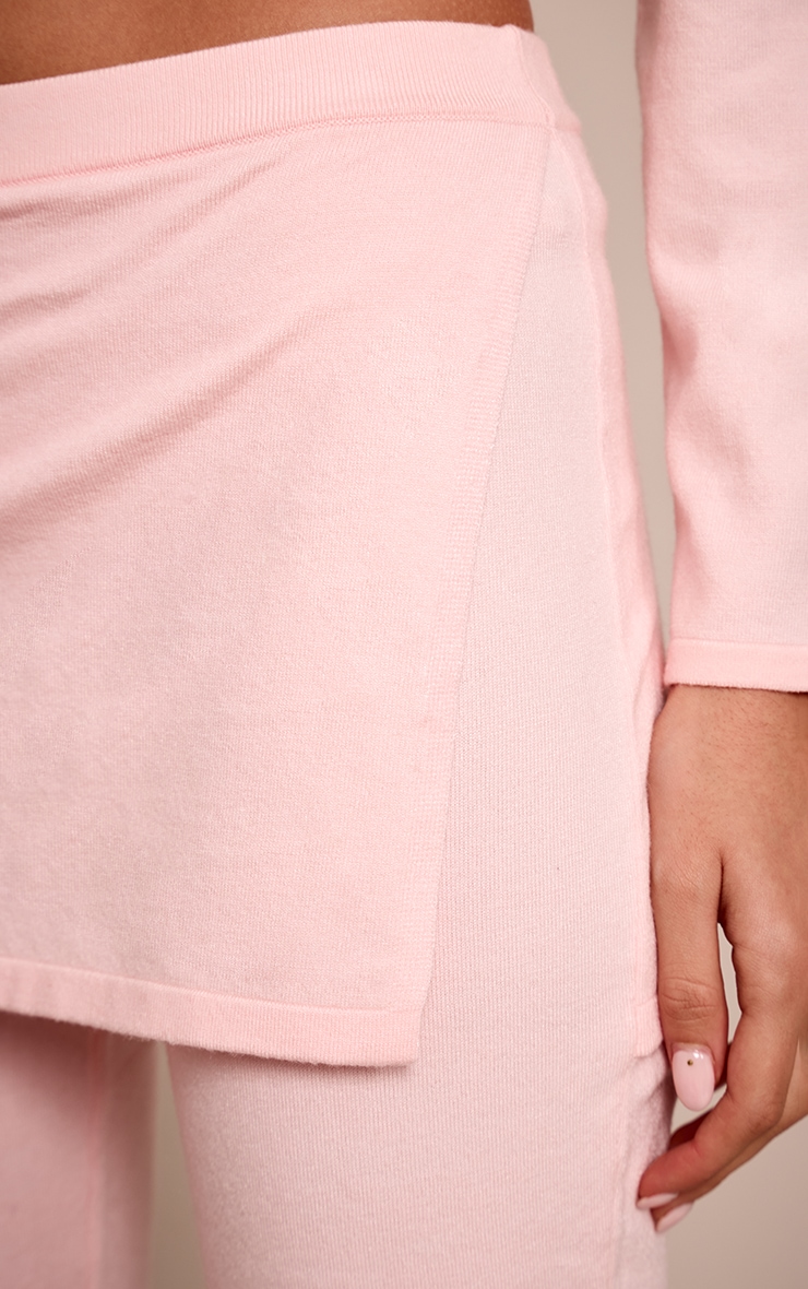 Pink Layered Detail Fine Knit Wide Leg Trouser  image 4