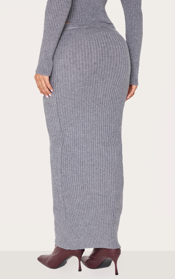 Petite Charcoal Knitted Maxi Skirt With Tie Details image 3