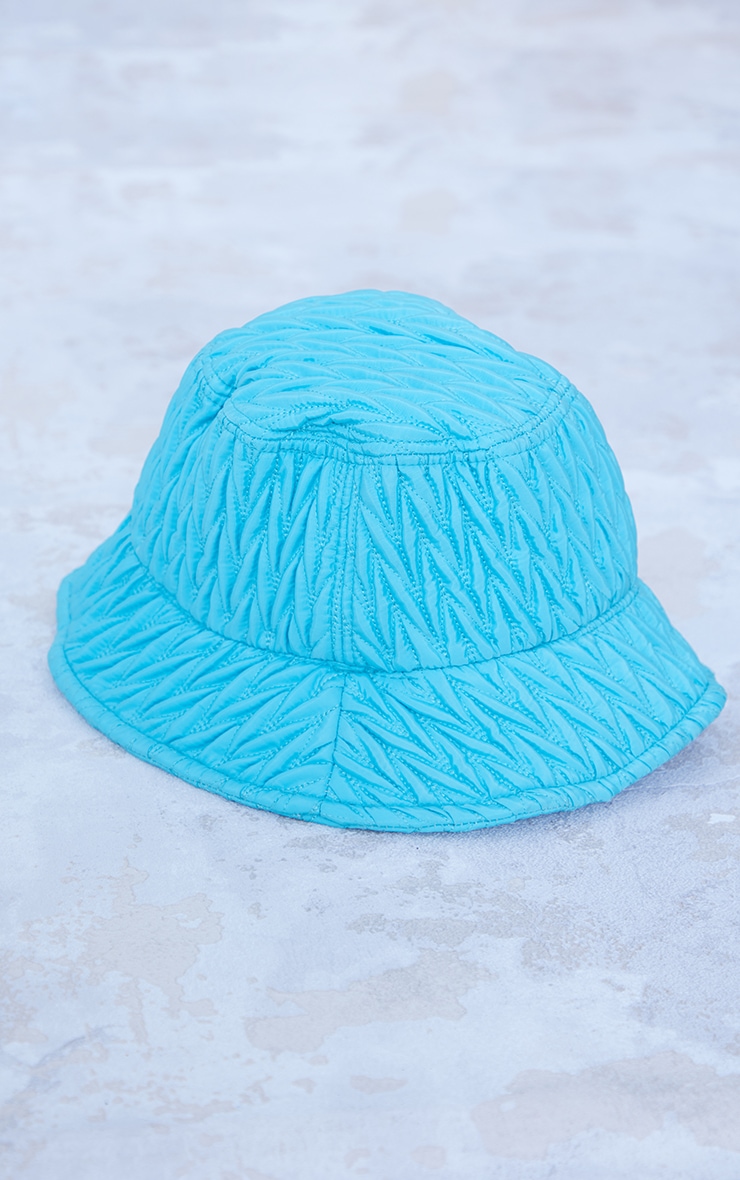 Aqua Blue V Quilted Bucket Hat Accessories PrettyLittleThing IE