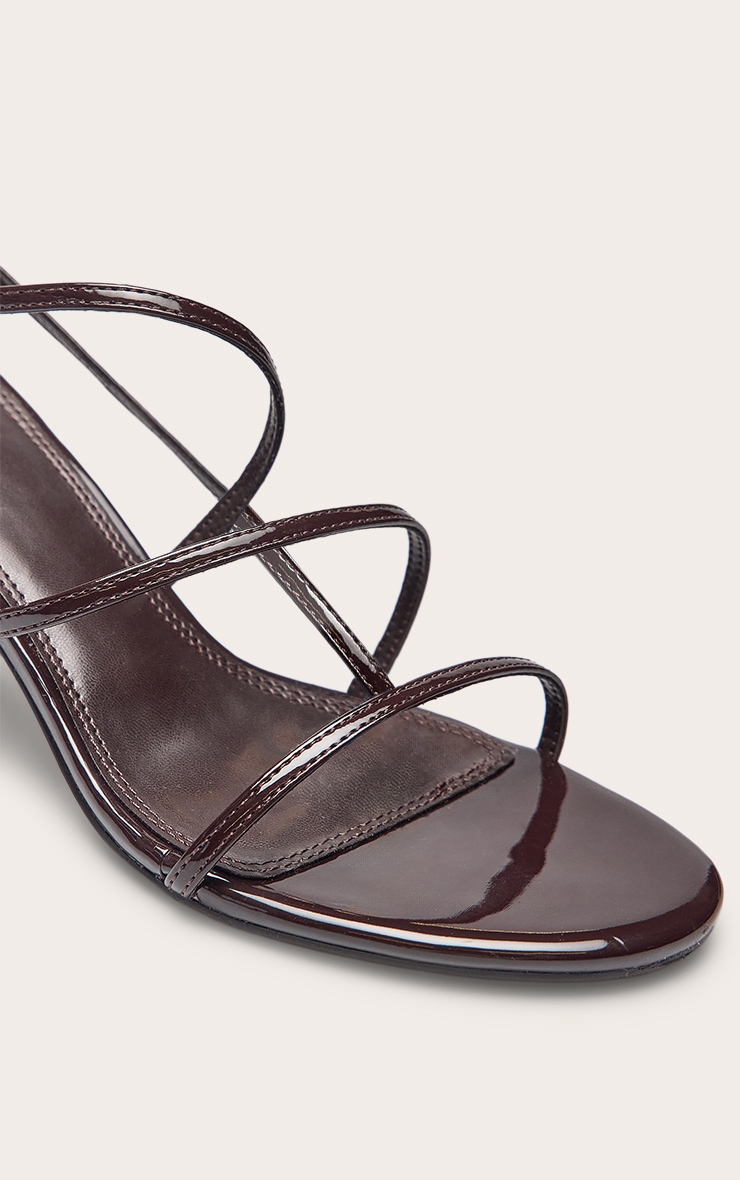 Chocolate Patent Strappy Round Toe Heeled Sandal image 5