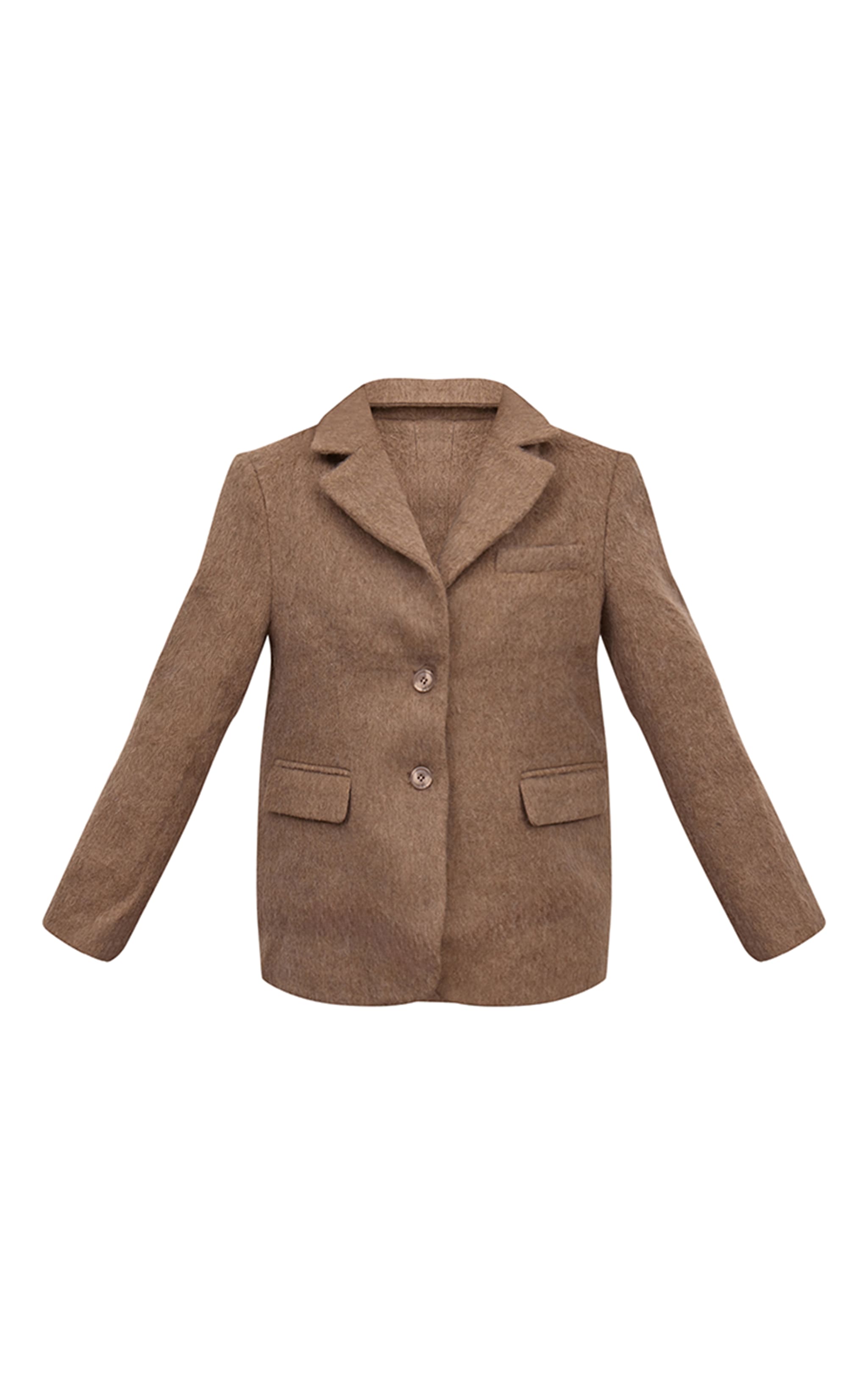 Mink Brushed Wool Look Oversized Blazer