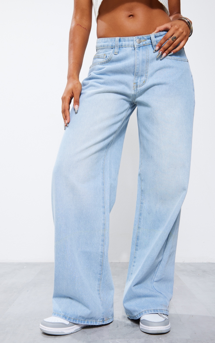 Light Blue Wash Low Rise Boyfriend Jeans image 2
