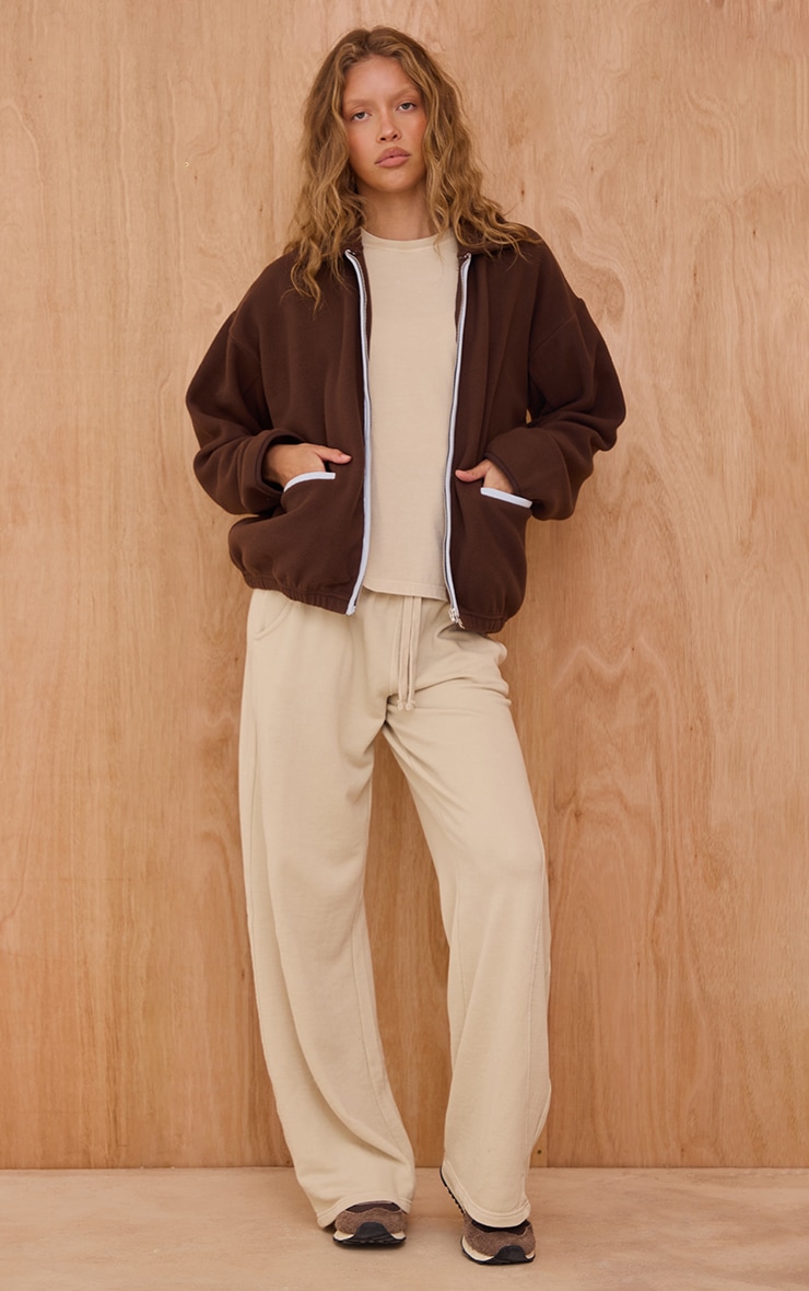 Espresso Contrast Binding Zip Up Fleece image 3