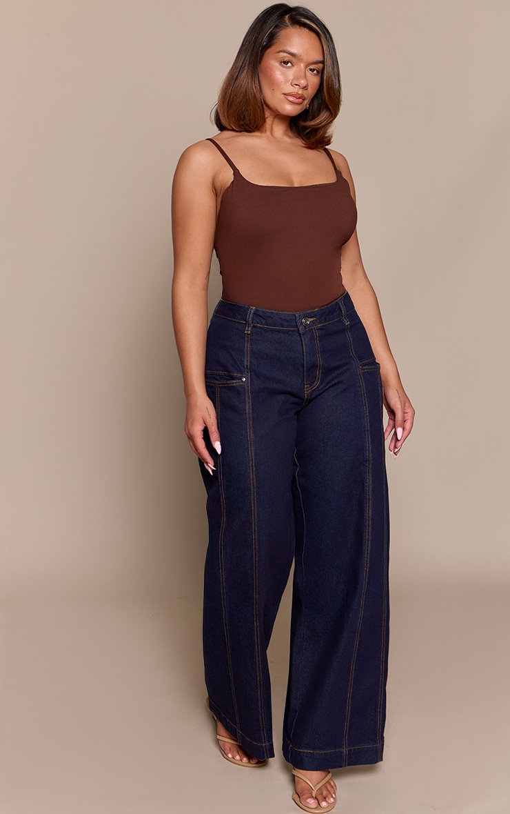Shape Indigo Stitch Detail Wide Leg Jean