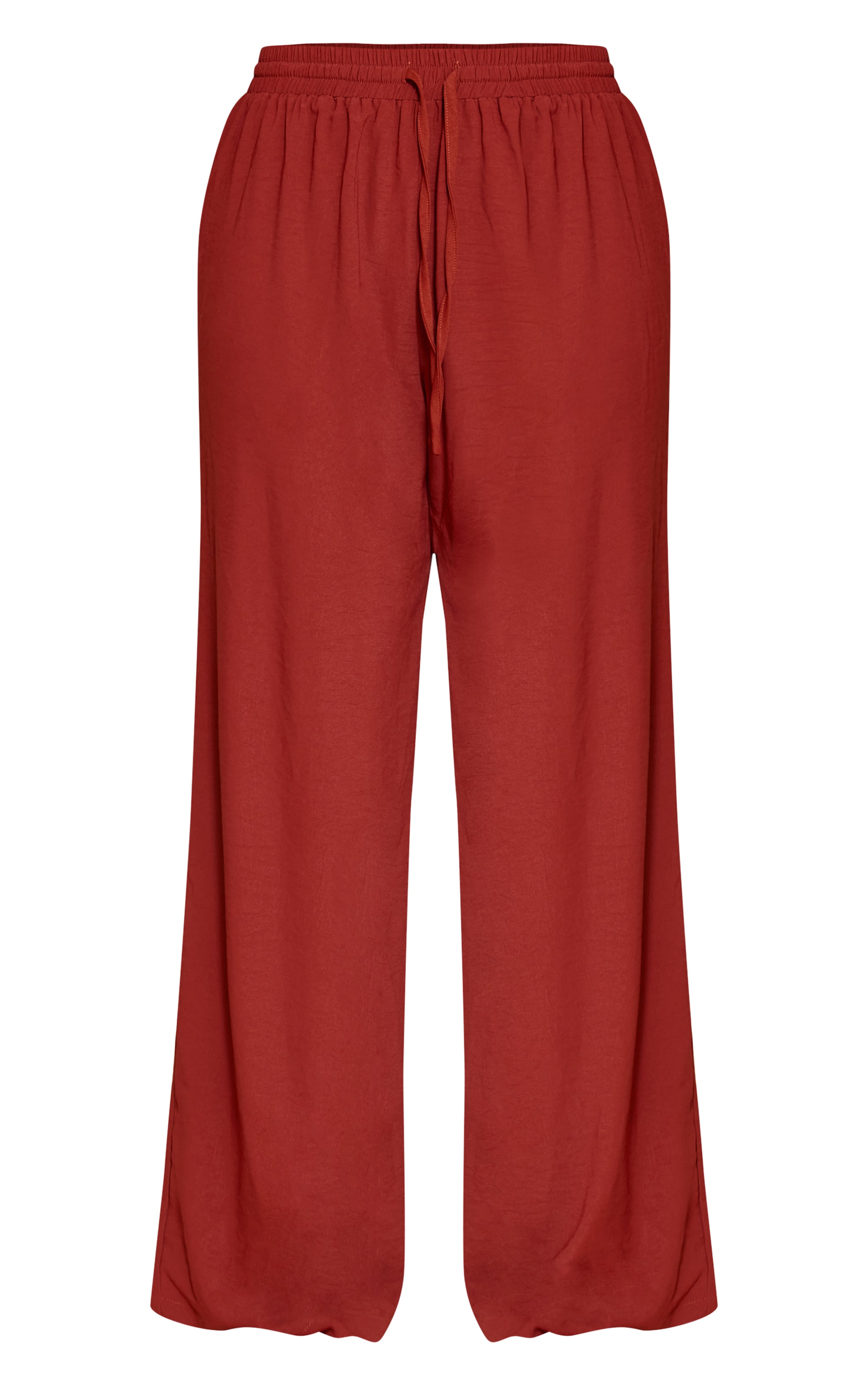 Shape Deep Red Hammered Satin Elasticated Waist Wide Leg Pants image 5