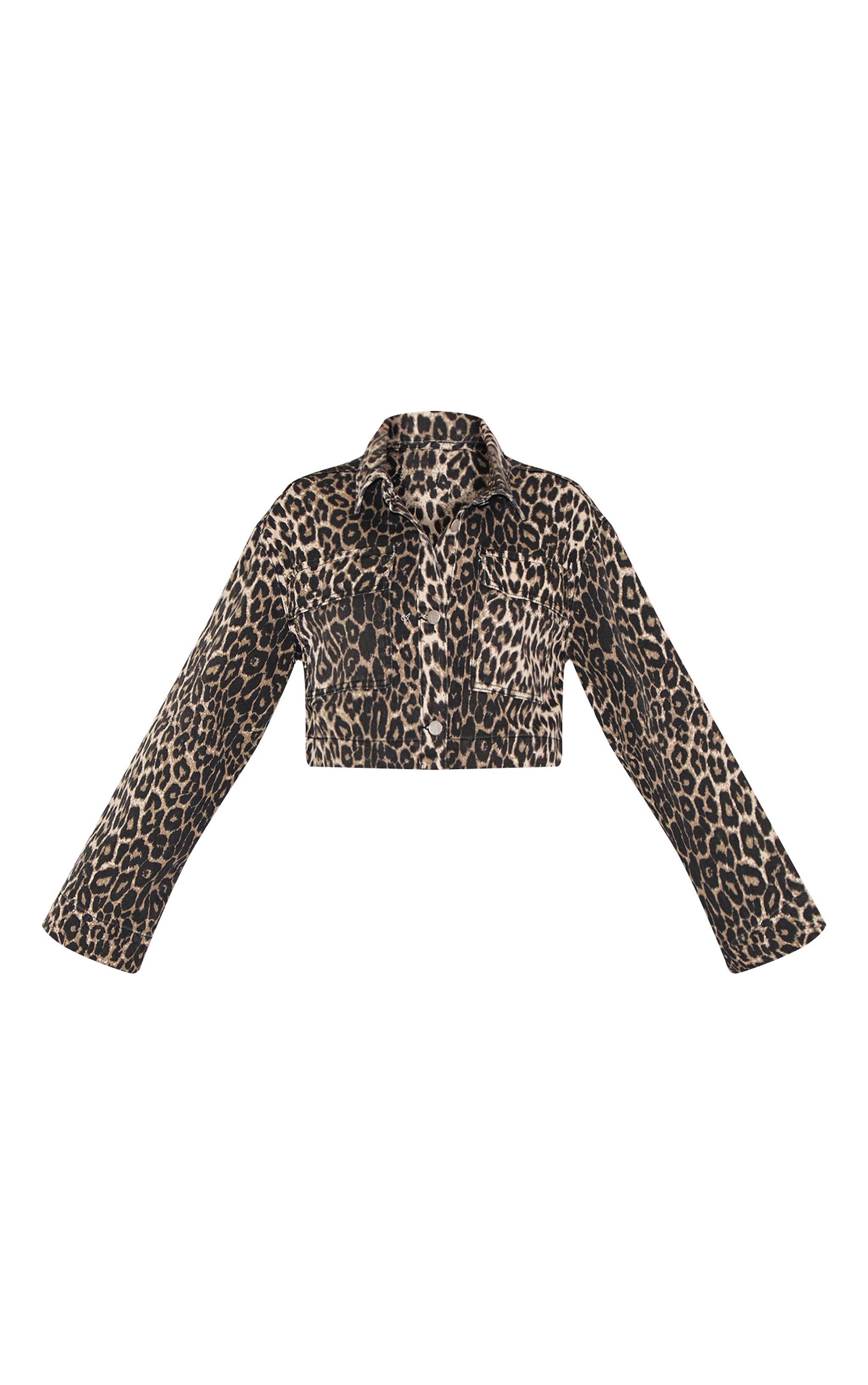 Leopard Print Denim Cropped Jacket | Denim