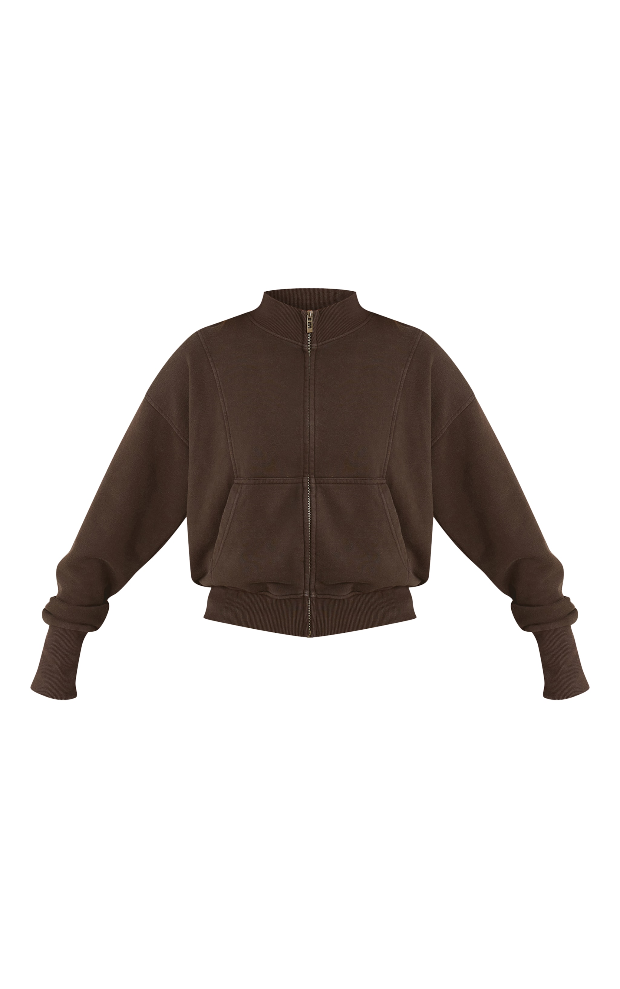 Espresso Acid Wash Funnel Neck Zip Sweatshirt image 5