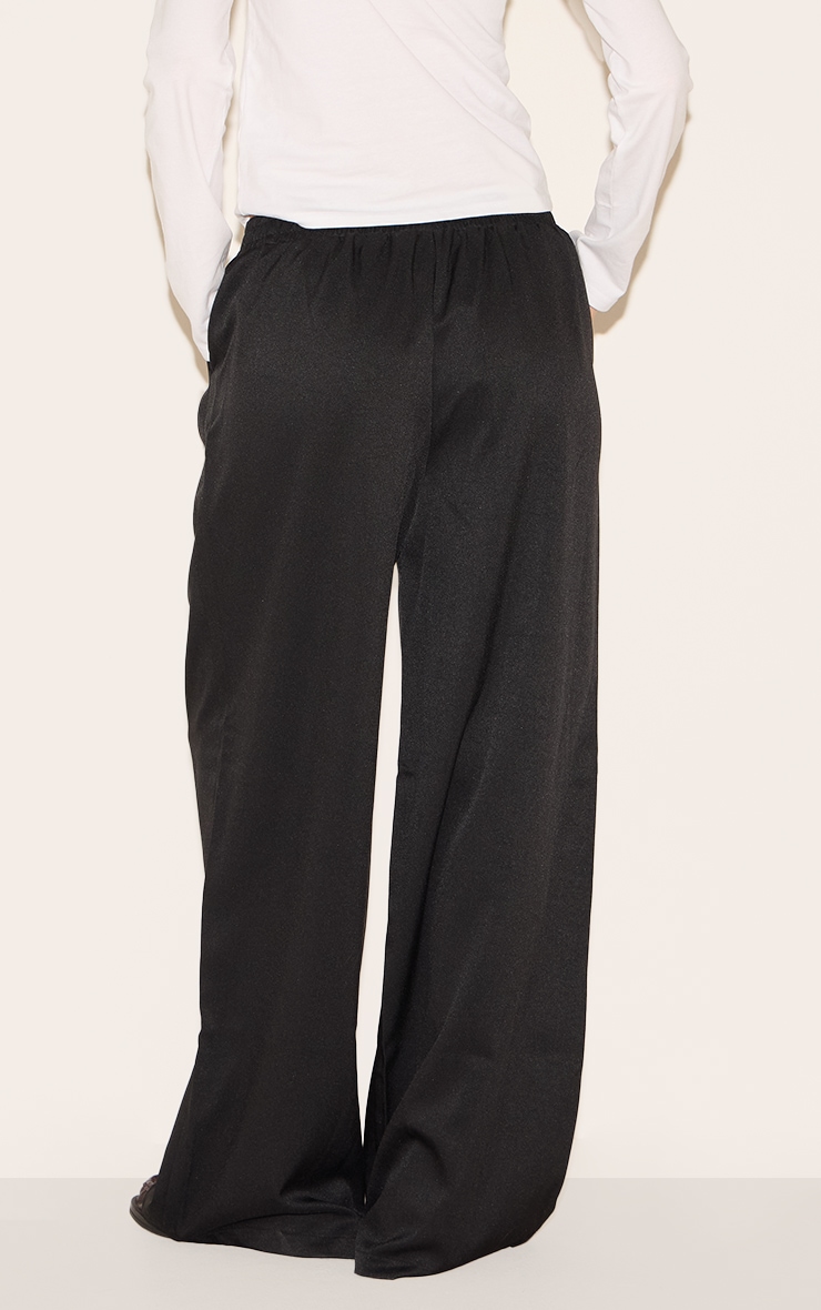Pantalon large tissé noir à taille élastique image 3