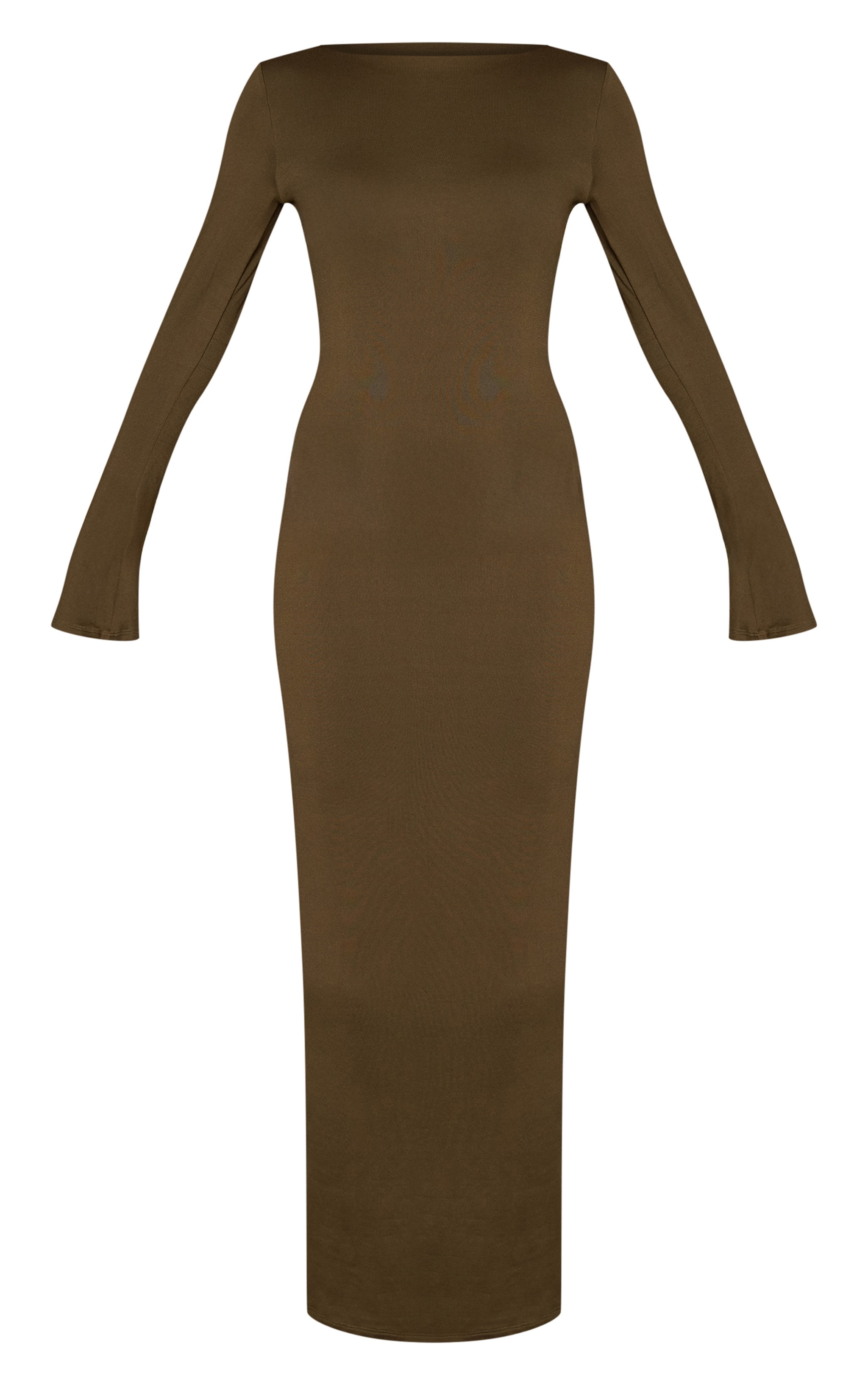 Dark Khaki Soft Touch Jersey Long Sleeve Maxi Dress image 5