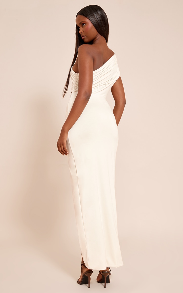 Cream Slinky Cut Out Maxi Dress image 2