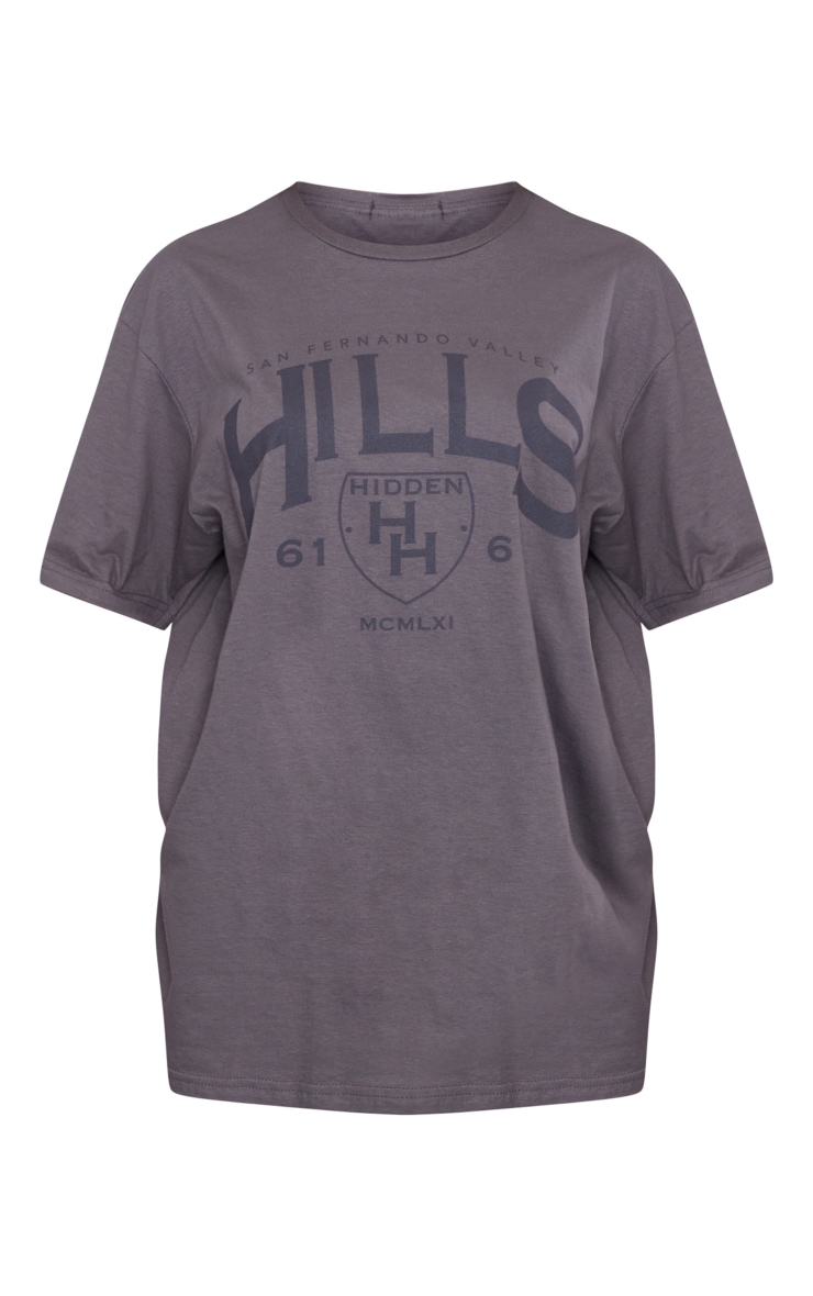 PRETTYLITTLETHING Charcoal Hidden Hills Print T Shirt image 5